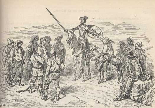  Imagen del pasaje de los galeotes, Don Quijote libera a un grupo de condenados que eran conducidos a galeras. (Parte 1 capítulo 22) extraída: