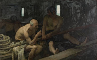 Obra llamada "Galeotes" de César Álvarez Dumont (1895), expuesta en el Museo Nacional del Prado.