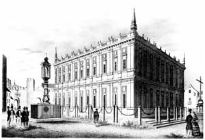 El Consulado de Sevilla, en un dibujo de Joaquín Guichot sobre 1860. Extraída de alma mater hispalense